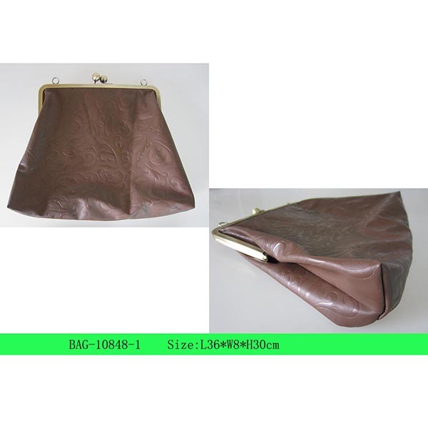 Fashion PU Leather Metal Clip Cosmetic Bag