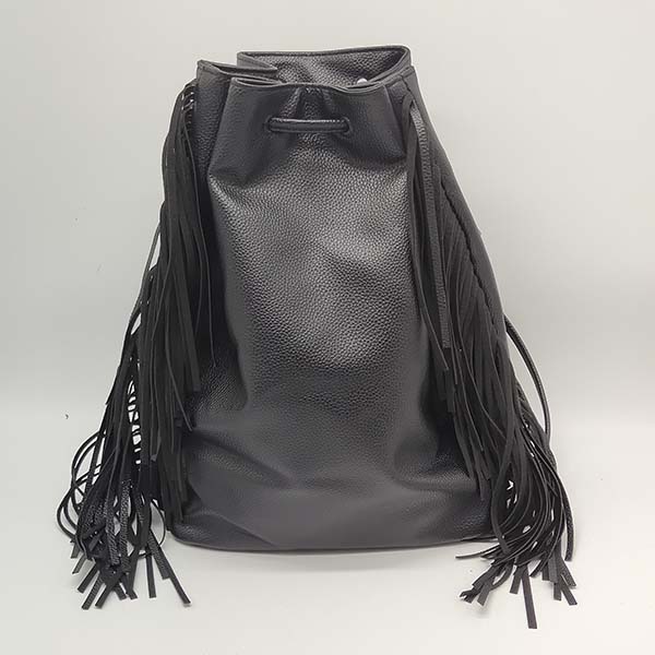 Fashion PU Leather Tassel Drawstring Backpack
