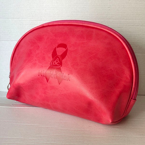 Pink Embossed Cosmetic Bag