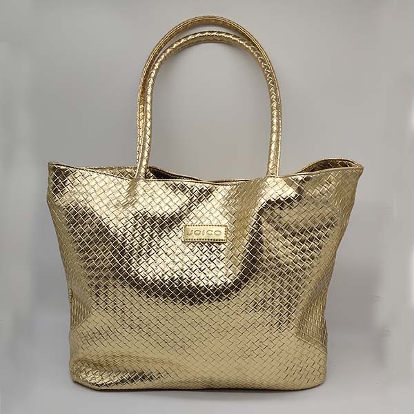 Shiny Golden PU Checked Pattern Lady Handbag