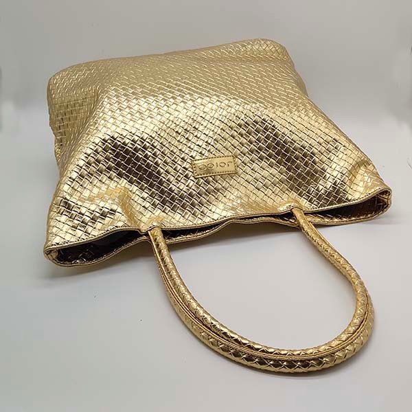 Shiny Golden PU Checked Pattern Lady Handbag