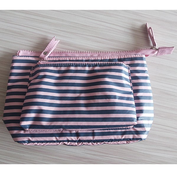 Waterproof Nylon Stripe Cosmetic Bag